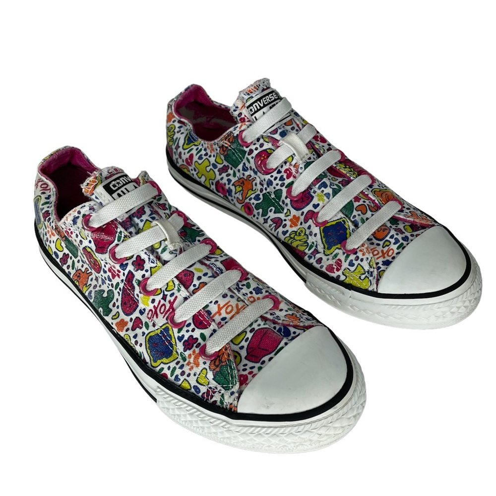 Converse All Star junior Size 4 sneakers 22CM cupcake cats hearts print shoes